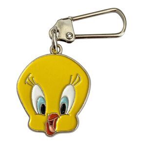 Vintage Tweety Bird Zipper Pull Purse Charm Warner Bros Looney Tunes Enamel Cute